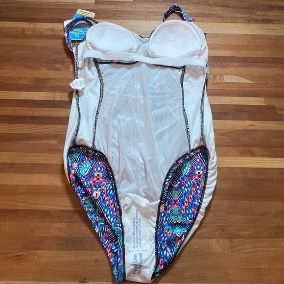 Swim Solutions Women's Tummy-Control Shirred One-Piece Swimsuit,12 - Picture 6 of 12